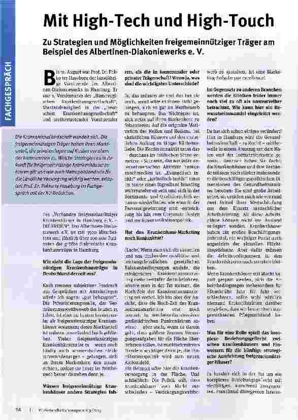 Vorschauseite 1: Mit High-Tech und High-Touch