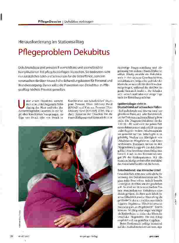 Vorschauseite 1: Pflegeproblem Dekubitus