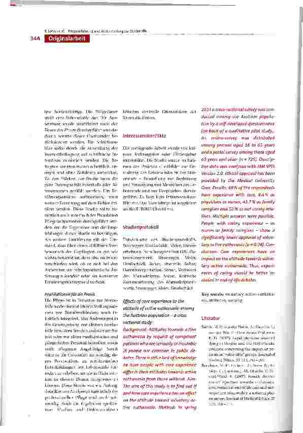 Vorschauseite 6: Auswirkungen von Pflegeerfahrung auf die Einstellung zur aktiven Sterbehilfe in der österreichischen Bevölkerung - eine Querschnittstudie