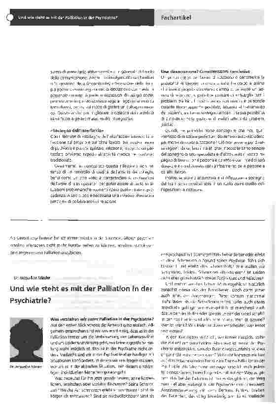 Vorschauseite 1: Und wie steht es mit der Palliation in der Psychiatrie?