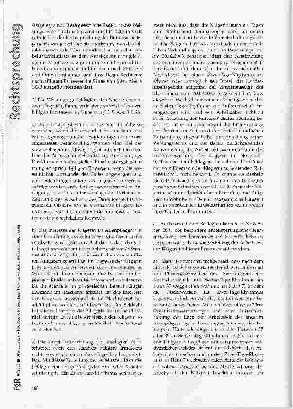 Vorschauseite 3: Direktionsrecht - Nachtwache im Zwei-Tage-Rhythmus - Personelle AuswahlentscheidungGewO § 106 Satz 1; BGB § 315 Abs. 3