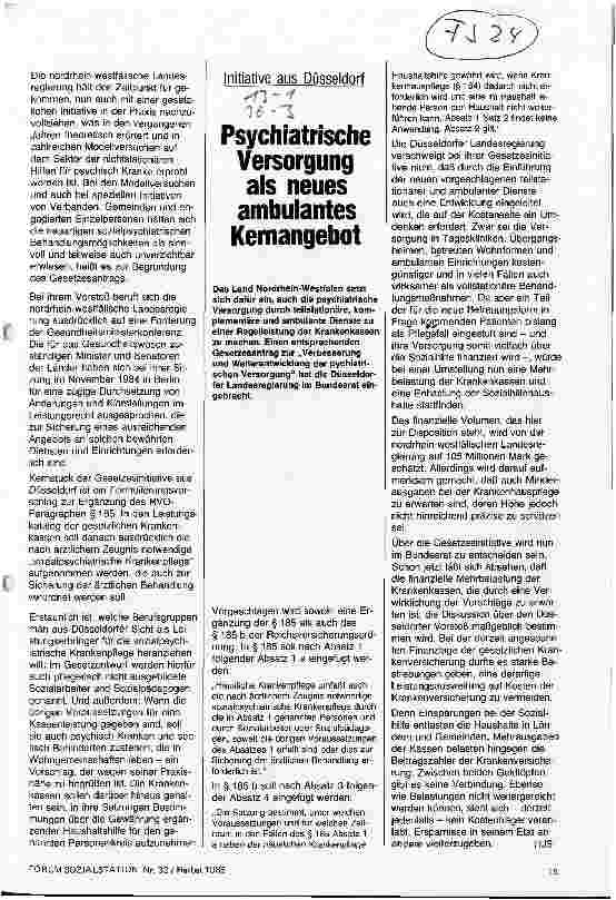 Vorschauseite 1: Psychiatrische Versorgung als neues ambulantes Kernangebot