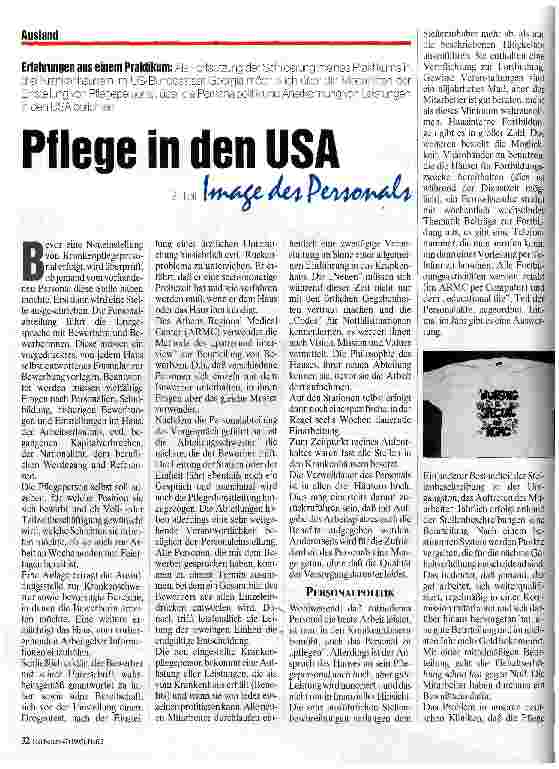 Vorschauseite 1: Pflege in den USA Erfahrungen aus einem Praktikum 2. Teil Image des Personals
