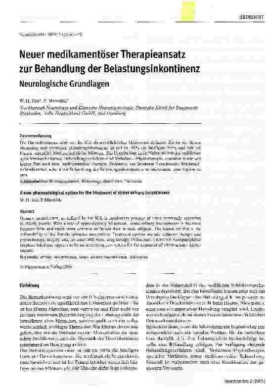Vorschauseite 1: Neuer medikamentöser Therapieansatz zur Behandlung der Belastungsinkontinenz