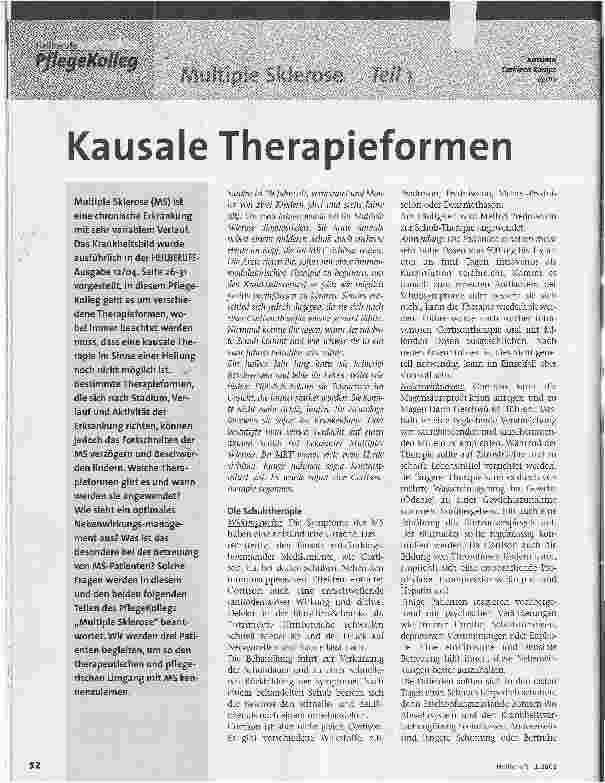 Vorschauseite 1: Kausale Therapieformen. Multiple Sklerose Teil 1