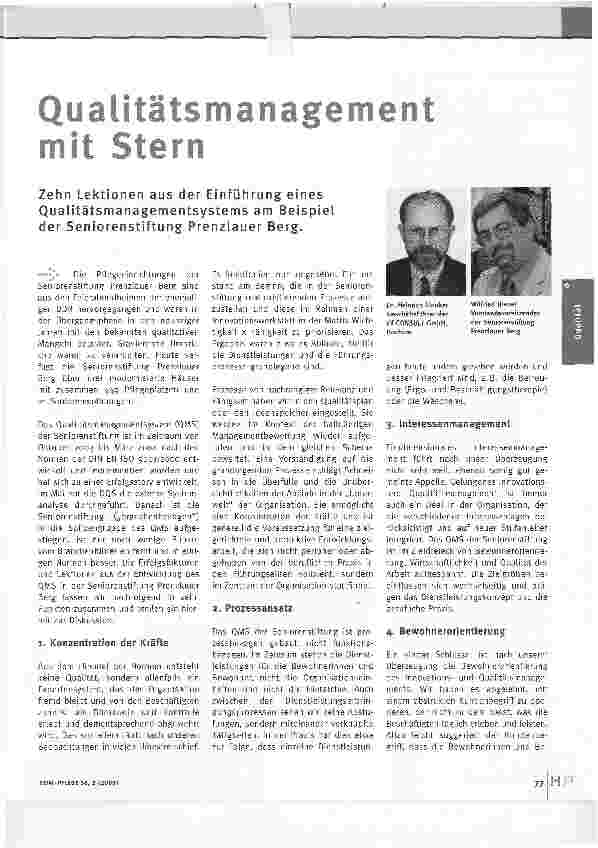 Vorschauseite 1: Qualitätsmanagement mit Stern