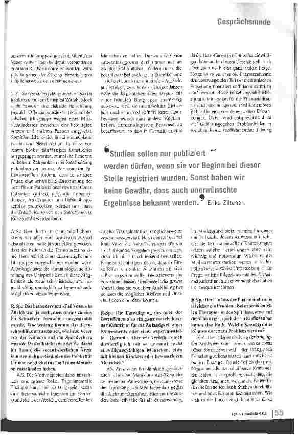 Vorschauseite 4: Forschung am MenschenWo besteht aus der Patientinnensicht Handlungsbedarf?