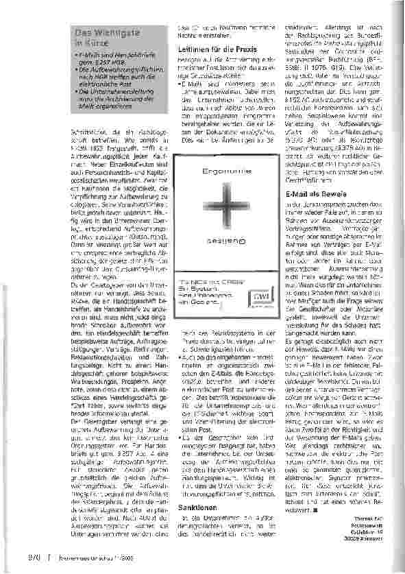 Vorschauseite 2: Handelsgeschäfte per e-mailEinsatz und Archivierung von elektronischen Unterlagen