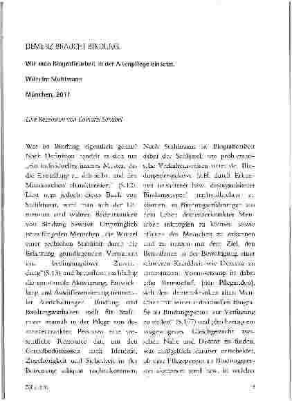 Vorschauseite 1: DEMENZ BRAUCHT BINDUNG