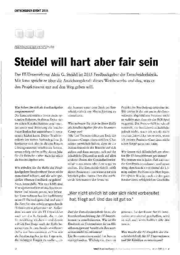 Vorschauseite 1: Steidel will hart aber fair sein