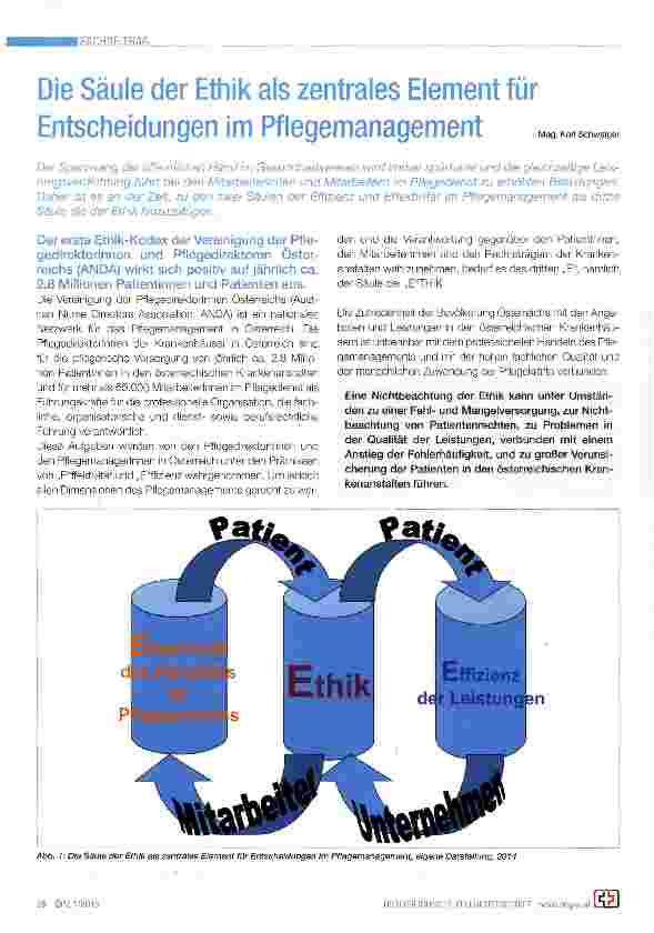 Vorschauseite 1: Die Säule der Ethik als zentrales Element für Entscheidungen im Pflegemanagement
