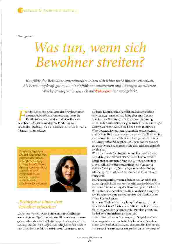 Vorschauseite 1: Was tun, wenn sich Bewohner streiten?