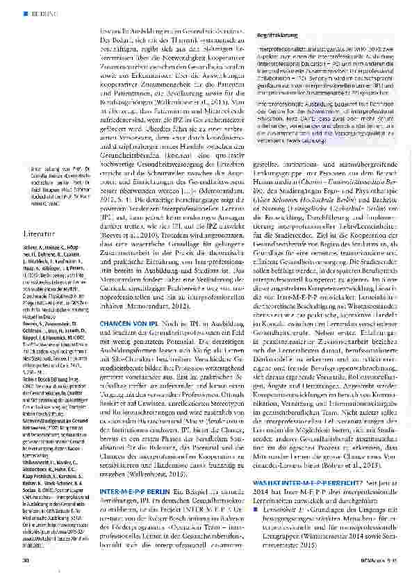 Vorschauseite 2: Interprofessionelle Ausbildung: Gemeinsam für eine bessere Versorgung