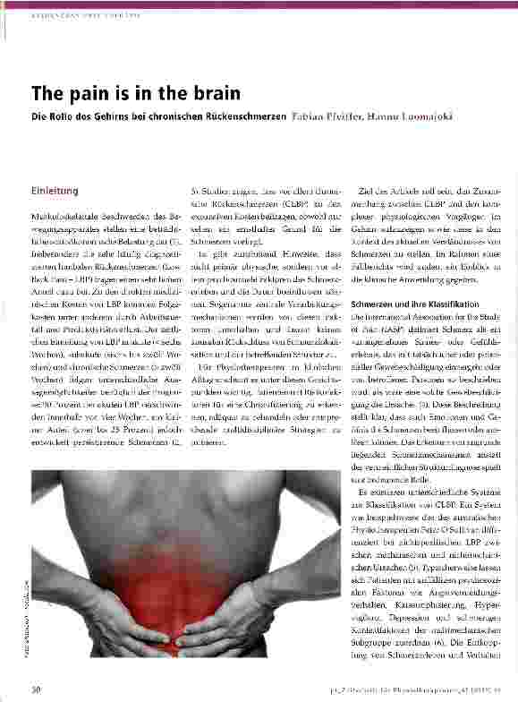 Vorschauseite 1: The pain is in the brain Die Rolle des Gehirns bei chronischen Rückenschmerzen