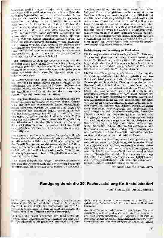 Vorschauseite 1: Rundgang durch die 25. Fachausstellung für Anstaltsbedarf vom 19. bis 22. Mai 1965 in Dortmund