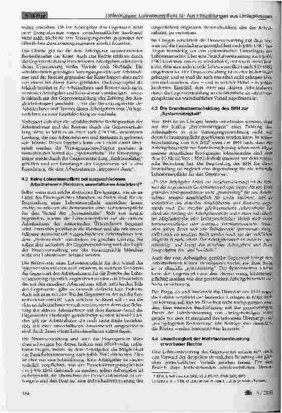 Vorschauseite 4: Lohnsteuerpflicht für Austrittszahlungen aus Umlagekassen des öffentlichen Dienstes?