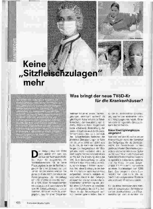 Vorschauseite 1: Keine Sitzfleischzulagen mehrWas bringt der neue TVöD-Kr für die Krankenhäuser?