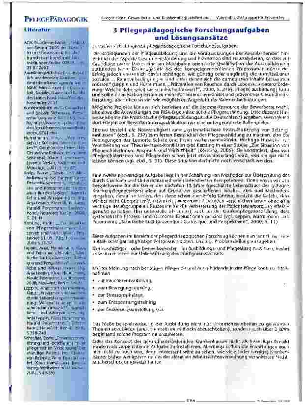 Vorschauseite 4: Gesundheitsund KrankenpflegeschülerinnenVulnerable Zielgruppe für Prävention oderHoffnungsträger für mehr Patientenberatungund -Souveränität?