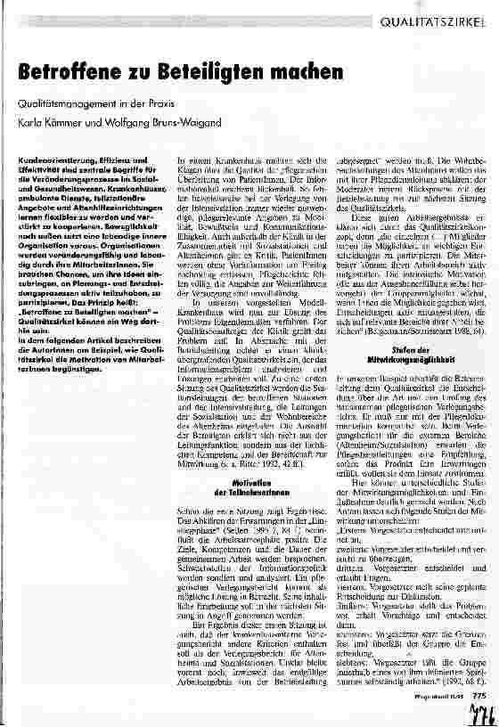 Vorschauseite 1: Betroffene zu Beteiligten machen Qualitätsmanagement in der Praxis