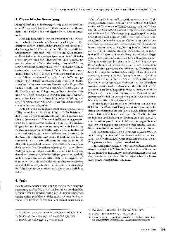 Vorschauseite 3: Mangelwirtschaft hausgemacht - Zulagenansprüche bestehen auch bei der Topfwirtschaft