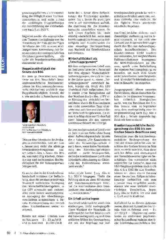 Vorschauseite 2: Die neuere Entwicklung der krankenhausrechtlichen Rechtsprechung des BSG Teil I: BSG-Rechtsprechung der Jahre 2007 bis 2011