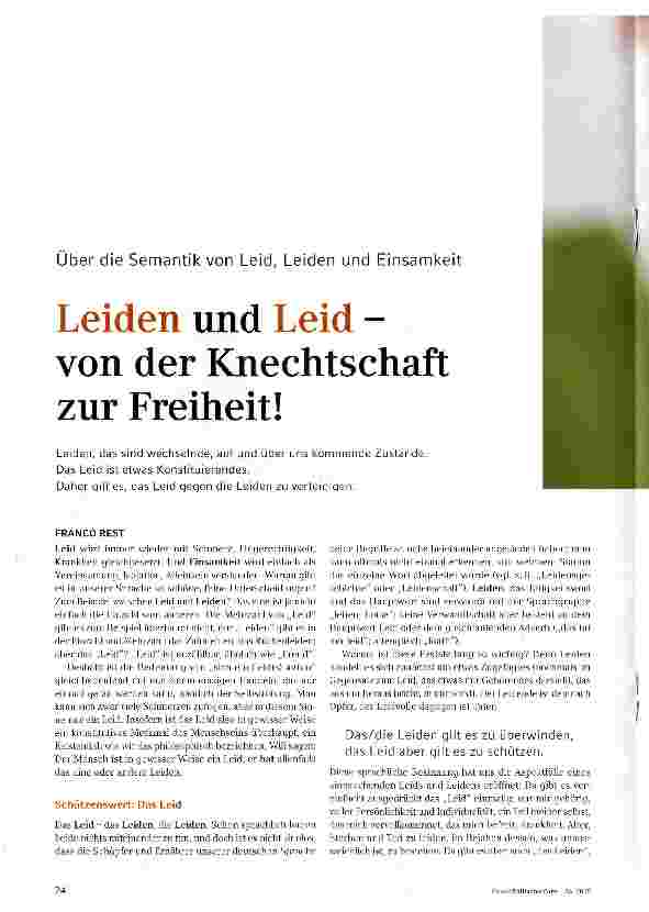 Vorschauseite 1: Leiden und Leid -von der Knechtschaft zur Freiheit!