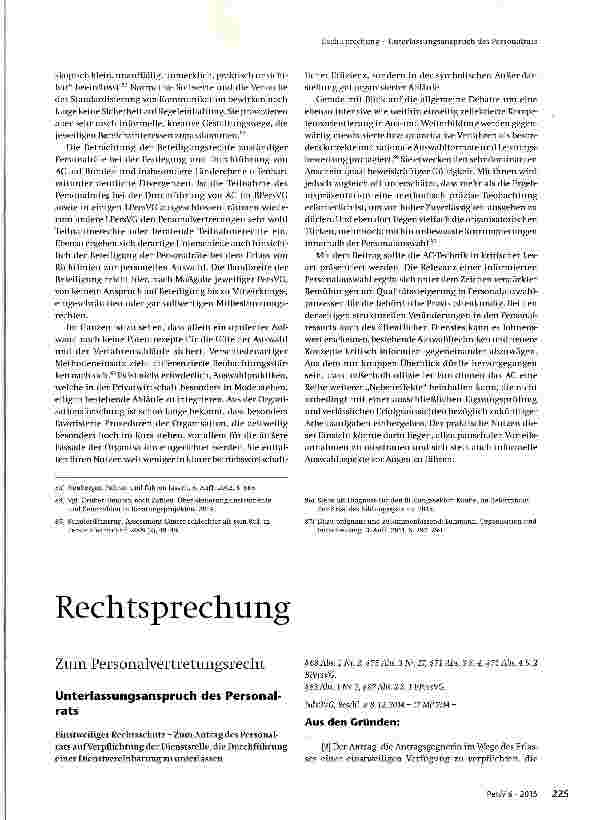 Vorschauseite 1: Unterlassungsanspruch des Personalrats