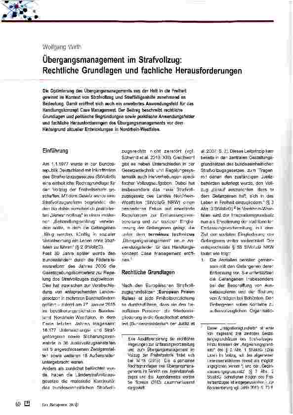 Vorschauseite 1: Übergangsmanagement im Strafvollzug: Rechtliche Grundlagen und fachliche Herausforderungen