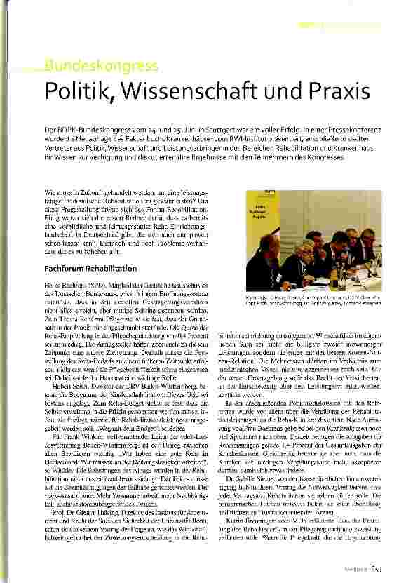Vorschauseite 1: Politik, Wissenschaft und Praxis