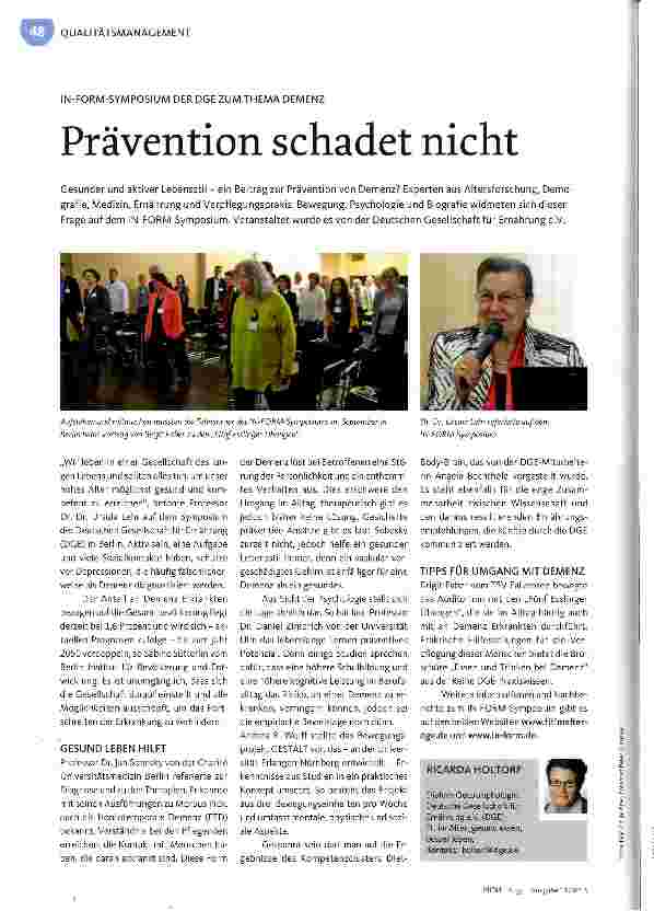 Vorschauseite 1: Prävention schadet nicht