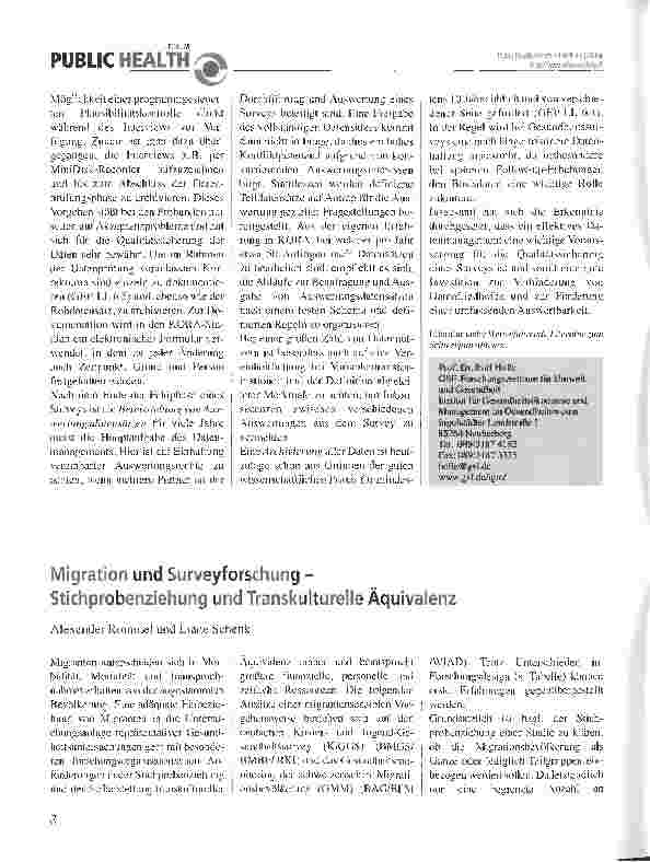 Vorschauseite 1: Migration und Surveyforschung -Stichprobenziehung und Transkulturelle Äquivalenz