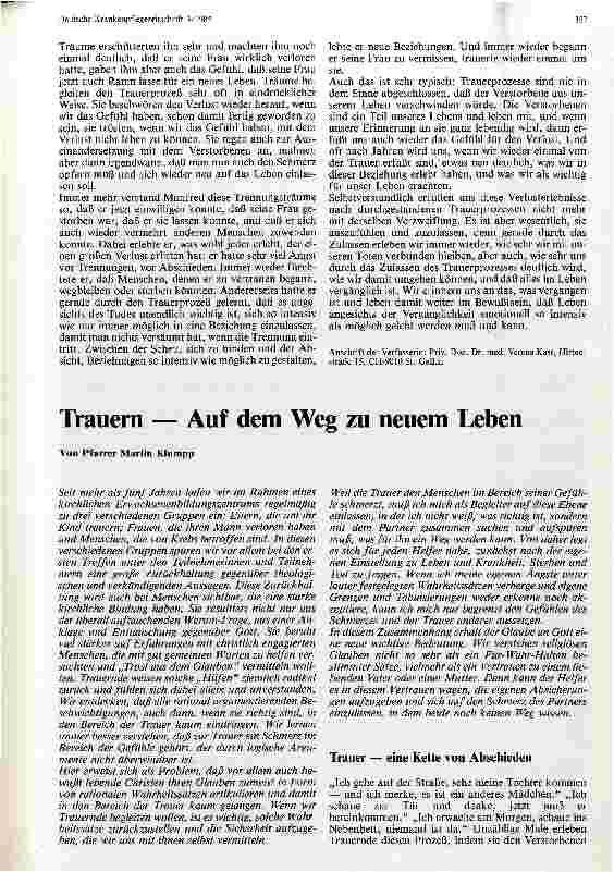 Vorschauseite 1: Trauern - auf dem Weg zu neuen Leben