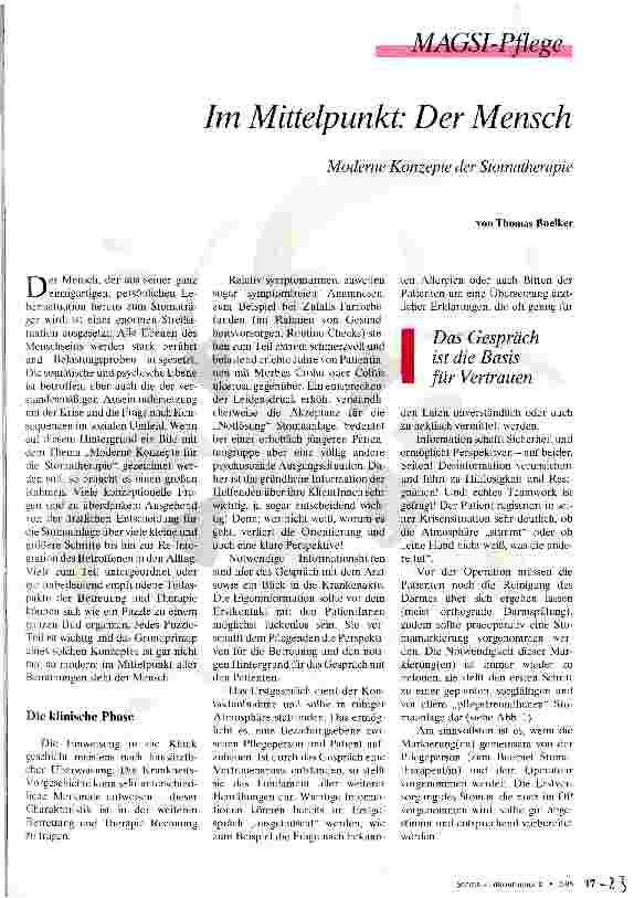 Vorschauseite 1: Im Mittelpunkt: Der Mensch Moderne Konzepte der Stomatherapie