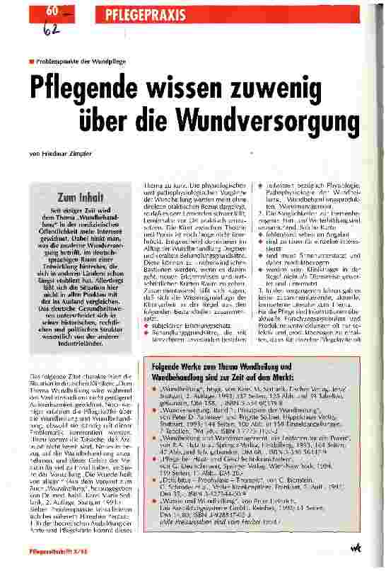 Vorschauseite 1: Pflegende wissen zuwenig über die Wundversorgung