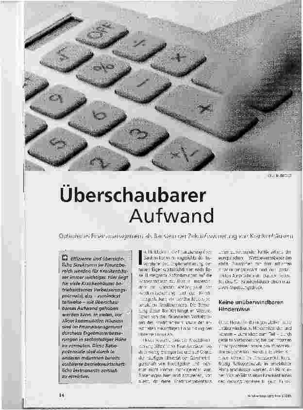 Vorschauseite 1: Überschaubarer AufwandOptimiertes Finanzmanagement als Baustein der Zukunftssicherung von Krankenhäusern