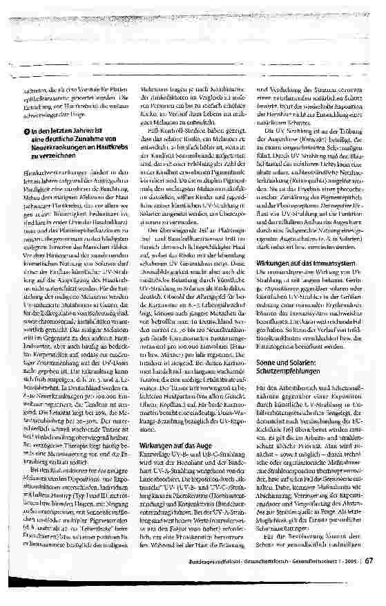 Vorschauseite 5: Elektrosmog, Handys, Solarien usw. - Gesundheitsrisiken durch Strahlung? Gesundheitliche Aspekte nichtionisierender Strahlung