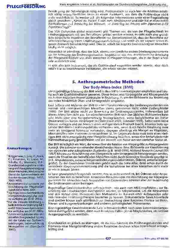 Vorschauseite 5: Positionspapier zur Grundsatz-Stellungnahme Ernährung und Flüssigkeitsversorgung älterer Menschen