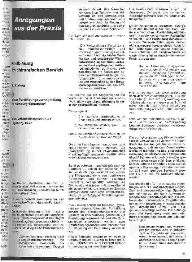 Vorschauseite 1: Fortbildung im chirurgischen Bereich 2. Vortrag: Fortbildungsveranstaltung Hamburg-Eppendorf