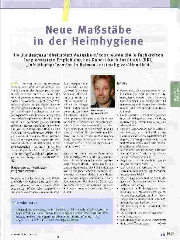 Vorschauseite 1: Neue Maßstäbe in der Heimhygiene