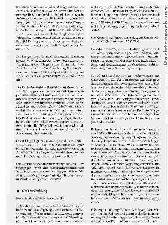 Vorschauseite 3: Pflegedokumentation ist keine Grundlage zur Abrechnung von Leistungen eines Pflegedienstes