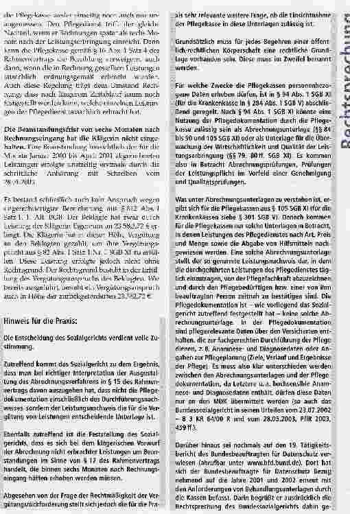 Vorschauseite 5: Pflegedokumentation ist keine Grundlage zur Abrechnung von Leistungen eines Pflegedienstes