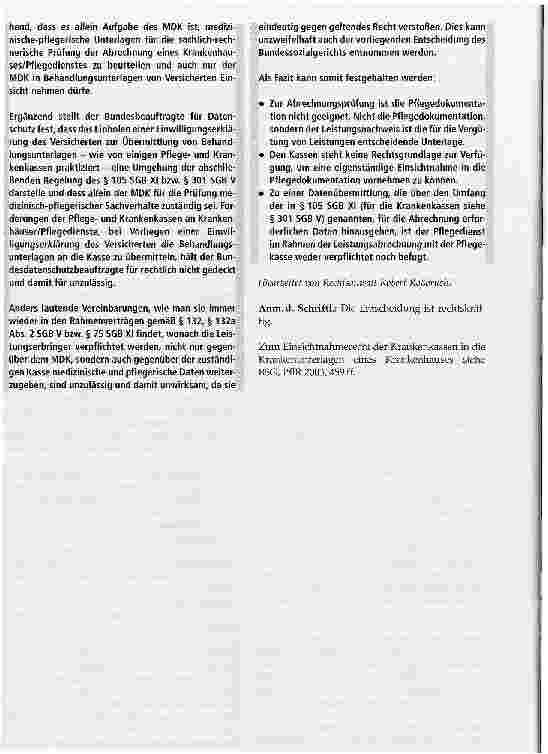Vorschauseite 6: Pflegedokumentation ist keine Grundlage zur Abrechnung von Leistungen eines Pflegedienstes