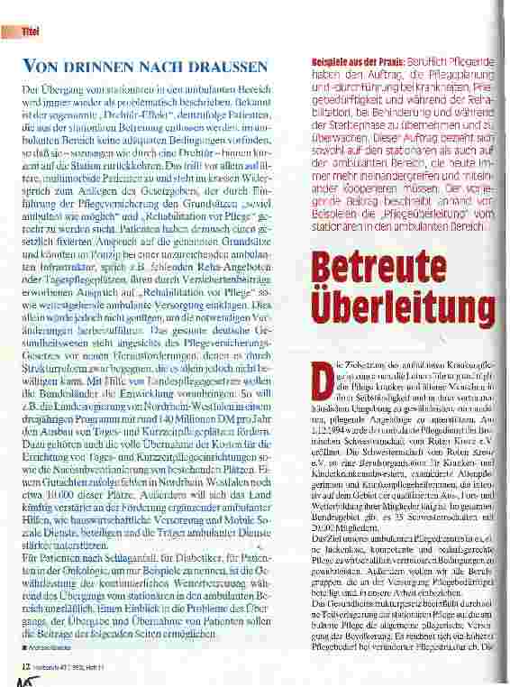 Vorschauseite 1: Betreute Überleitung Beispiele aus der Praxis