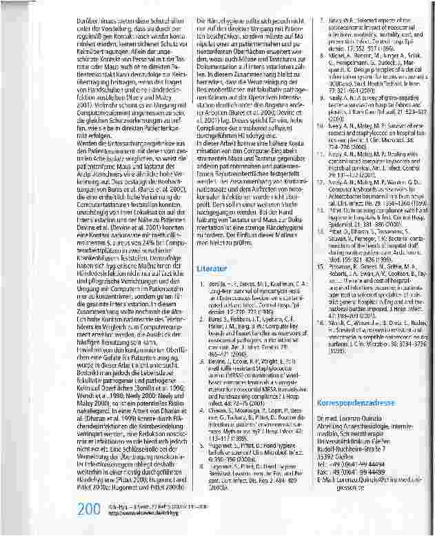 Vorschauseite 5: Computer-Keyboard und -Maus als Keimübertragungsmedium auf einer Operativen Intensivstation