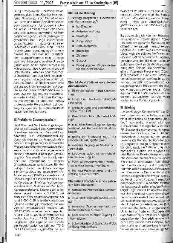 Vorschauseite 2: Pressearbeit und PR im Krankenhaus (IV)Externe Kommunikationsdienstleister - wie funktioniert die Zusammenarbeit mit Agenturen?