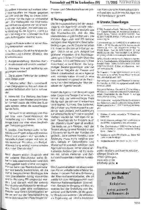 Vorschauseite 3: Pressearbeit und PR im Krankenhaus (IV)Externe Kommunikationsdienstleister - wie funktioniert die Zusammenarbeit mit Agenturen?