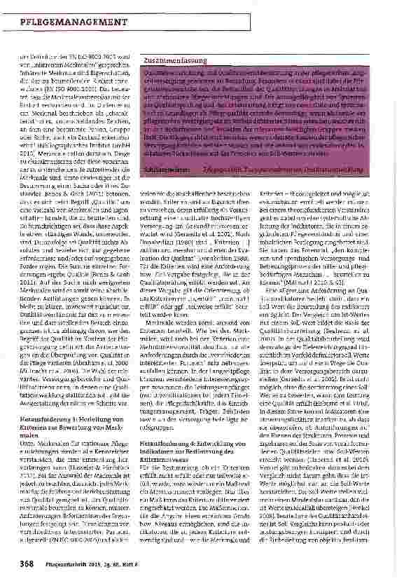 Vorschauseite 3: Oualitätsentwicklung und Oualitätsberichterstattung in der stationären Lang-zeitpflege - Eine Debatte über Anforderungen und Herausforderungen (Teil I) Die professionelle pflegeri…
