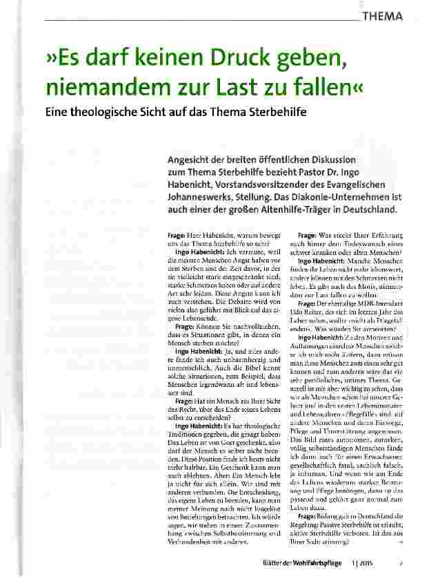 Vorschauseite 1: Es darf keinen Druck geben, niemandem zur Last zu fallen