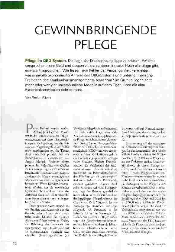 Vorschauseite 1: GEWINNBRINGENDE PFLEGE