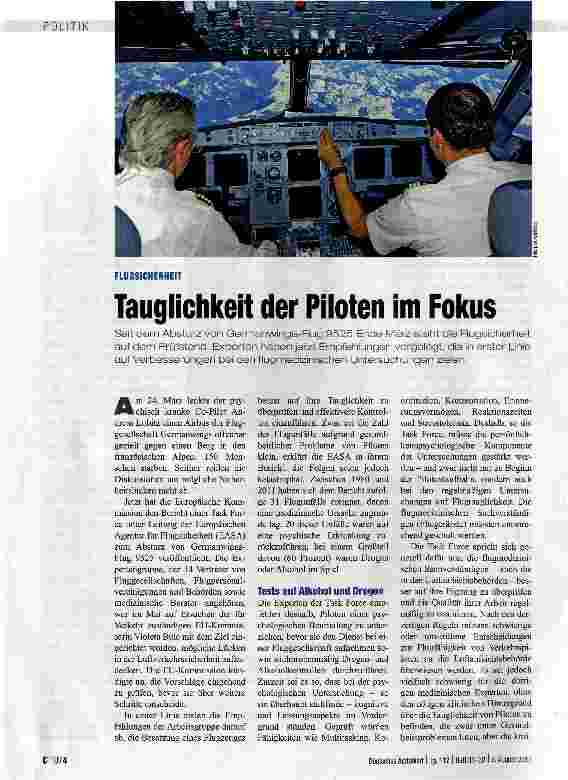 Vorschauseite 1: Tauglichkeit der Piloten im Fokus